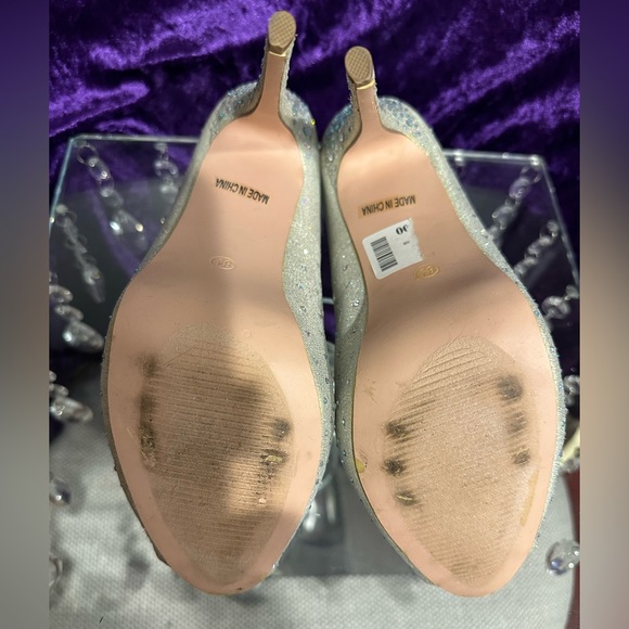 DEB size 8.5 Silver Glitter & Rhinestones Prom Pageant Wedding bride stiletto - Picture 6 of 7